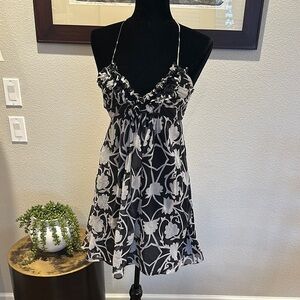 Original Milly New York  Black White Floral Halter Minj Sheath dress size 4‎ EUC